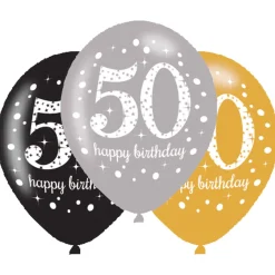 Syntymäpäivät|Syntymäpäivät>IV Beck / Amscan Europe GmbH, Dettinger Str. 148, 73230 Kirchheim/Teck, Germany, www.amscan-europe.com Ilmapallo 28 cm 50 Happy Birthday 6 kpl/pss