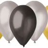 Vappu>Ilmapallokeskus Balloon Center Oy Part of Toyrock Group, Tiilipojanlenkki 9, 01720 VANTAA, www.ilmapallokeskus.fi Ilmapallo 28 cm metallinhohtomusta, kulta ja hopea 5 kpl/pss