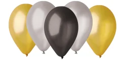 Yksiväriset Ilmapallot>Ilmapallokeskus Balloon Center Oy Part of Toyrock Group, Tiilipojanlenkki 9, 01720 VANTAA, www.ilmapallokeskus.fi Ilmapallo 28 cm metallinhohtomusta, kulta ja hopea 5 kpl/pss