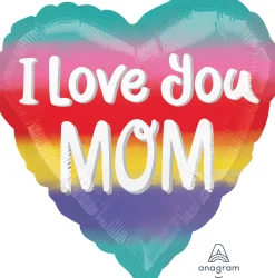 Äitienpäivä|Äitienpäivä>Anagram International Inc, 7700 Anagram Drive, MN 55344-7307, USA, http://www.anagramballoons.com/ I love you Mom sateenkaari sydän foliopallo