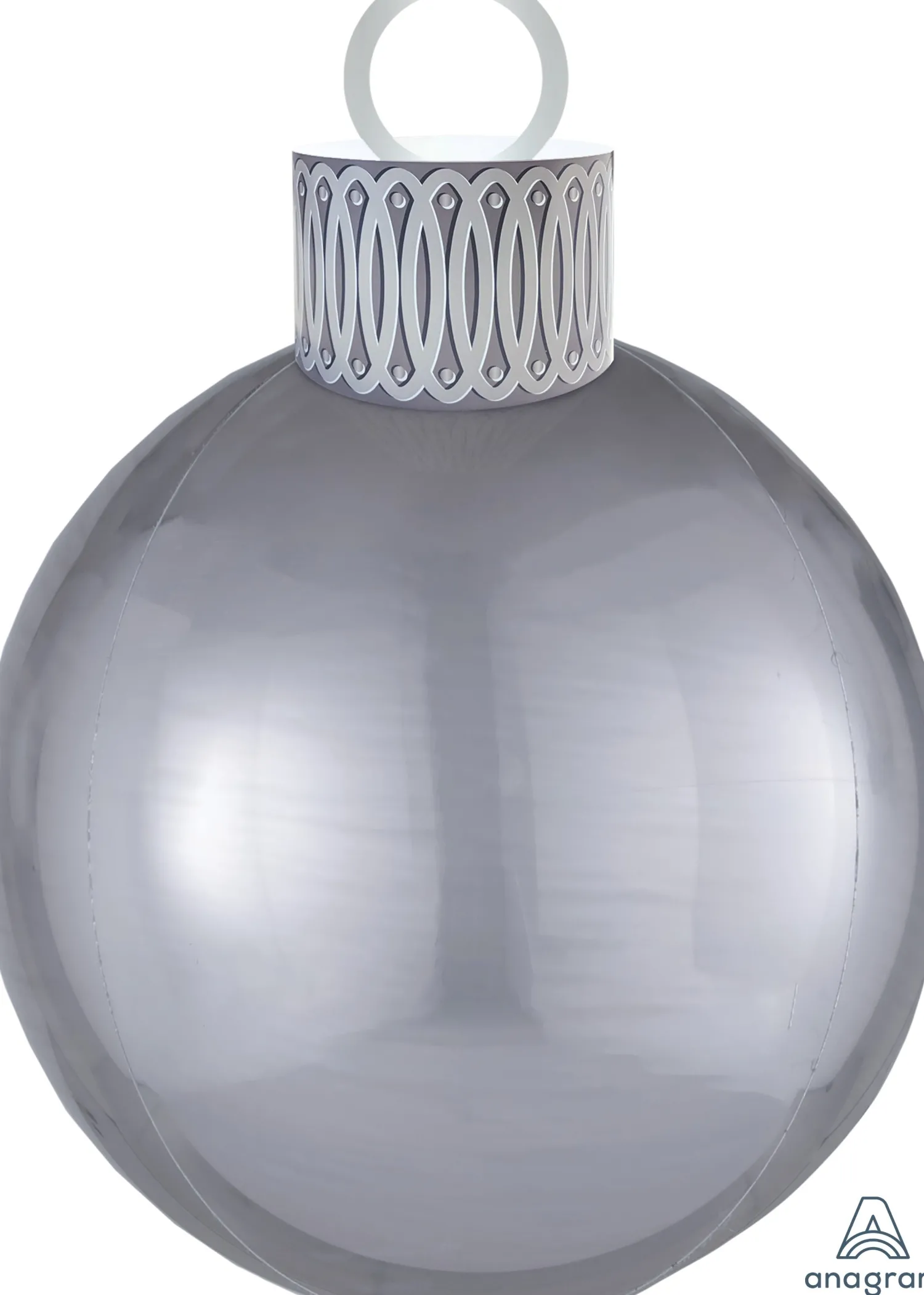 Joulu|Erikoisilmapallot>Anagram International Inc, 7700 Anagram Drive, MN 55344-7307, USA, http://www.anagramballoons.com/ Joulupallo hopeanvärinen ilmatäytteinen erikoisfoliopallo