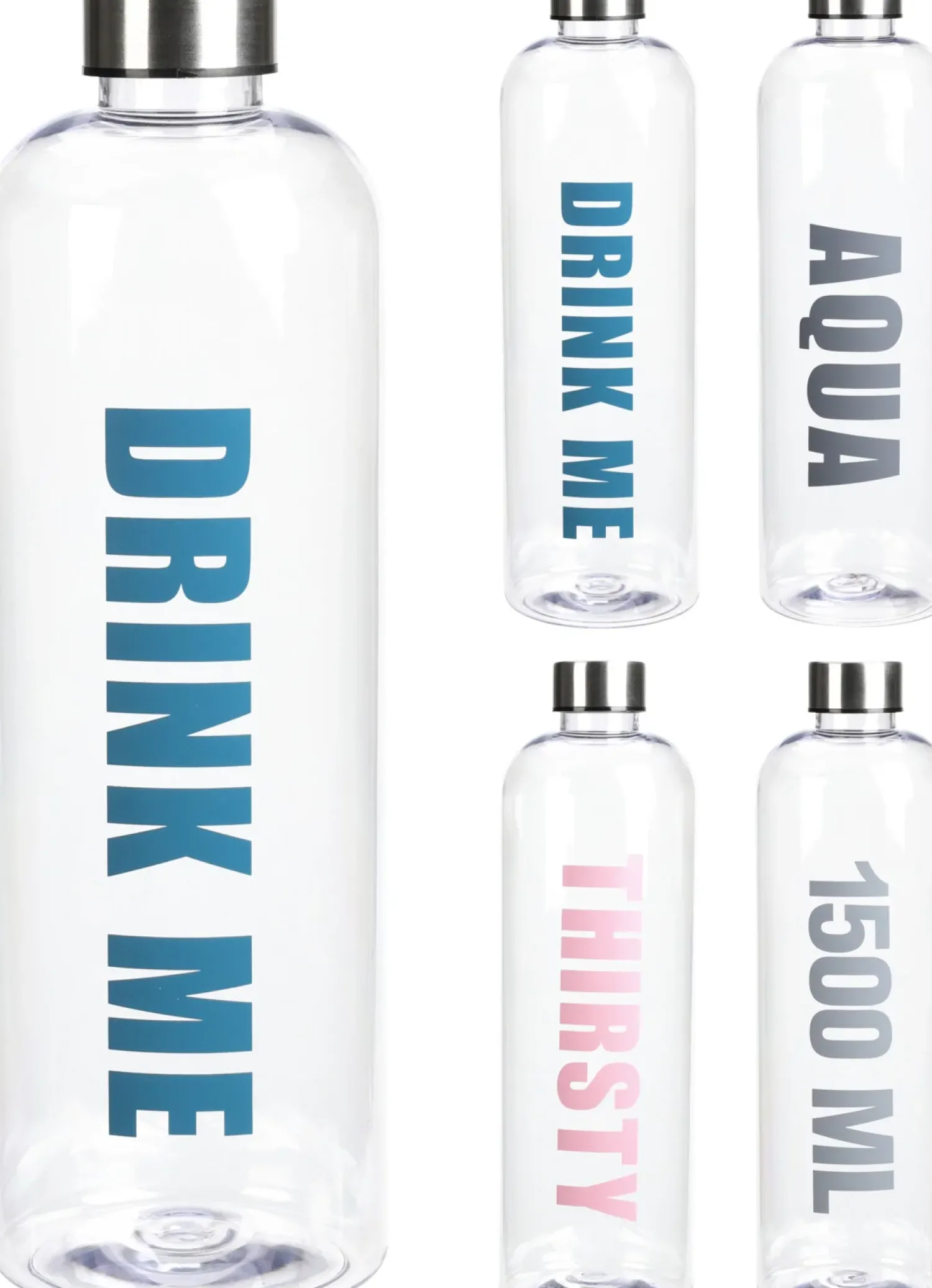 Lasit Ja Mukit>Koopman International B.V., Distelweg 88, 1031 HH AMSTERDAM, www.koopmanint.com Juomapullo tekstillä 1500 ml, lajitelmatuote