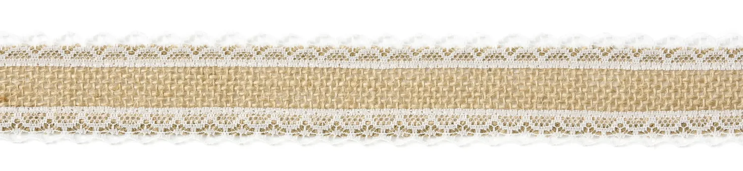 Lahjapaketointi|Muut Koristenauhat Ja Narut>PartyDeco sp. z o.o. sp. k., ul. Kolumba 1, 70-035 Szczecin, www.partydeco.com Juuttinauha pitsillä 4 x 500 cm