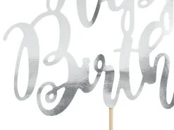 Leivontakoristeet|Muut Koristeet Ja Rekvisiitat>PartyDeco sp. z o.o. sp. k., ul. Kolumba 1, 70-035 Szczecin, www.partydeco.com Kakunkoriste Happy Birthday hopeanvärinen