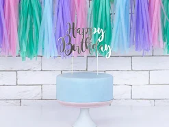 Syntymäpäivät|Syntymäpäivät>PartyDeco sp. z o.o. sp. k., ul. Kolumba 1, 70-035 Szczecin, www.partydeco.com Kakunkoriste Happy Birthday hopeanvärinen