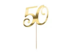 Leivontakoristeet|Muut Juhlatarvikkeet>PartyDeco sp. z o.o. sp. k., ul. Kolumba 1, 70-035 Szczecin, www.partydeco.com Kakunkoriste 50 vuotta kullanvärinen 20.5 cm 1 kpl/pkt