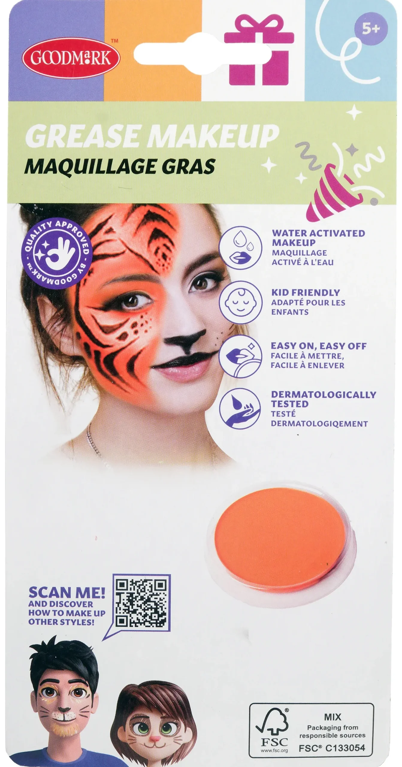Kasvovärit|Halloween>Goodmark Europe NV, Industrielaan 15, 8520 Kuurne, www.goodmarkgroup.com Kasvoväri 14 g oranssi, öljypohjainen
