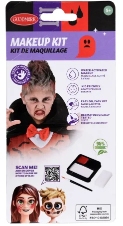 Halloween|Maskeeraussetit>Goodmark Europe NV, Industrielaan 15, 8520 Kuurne, www.goodmarkgroup.com Kasvovärisetti Vampyyri