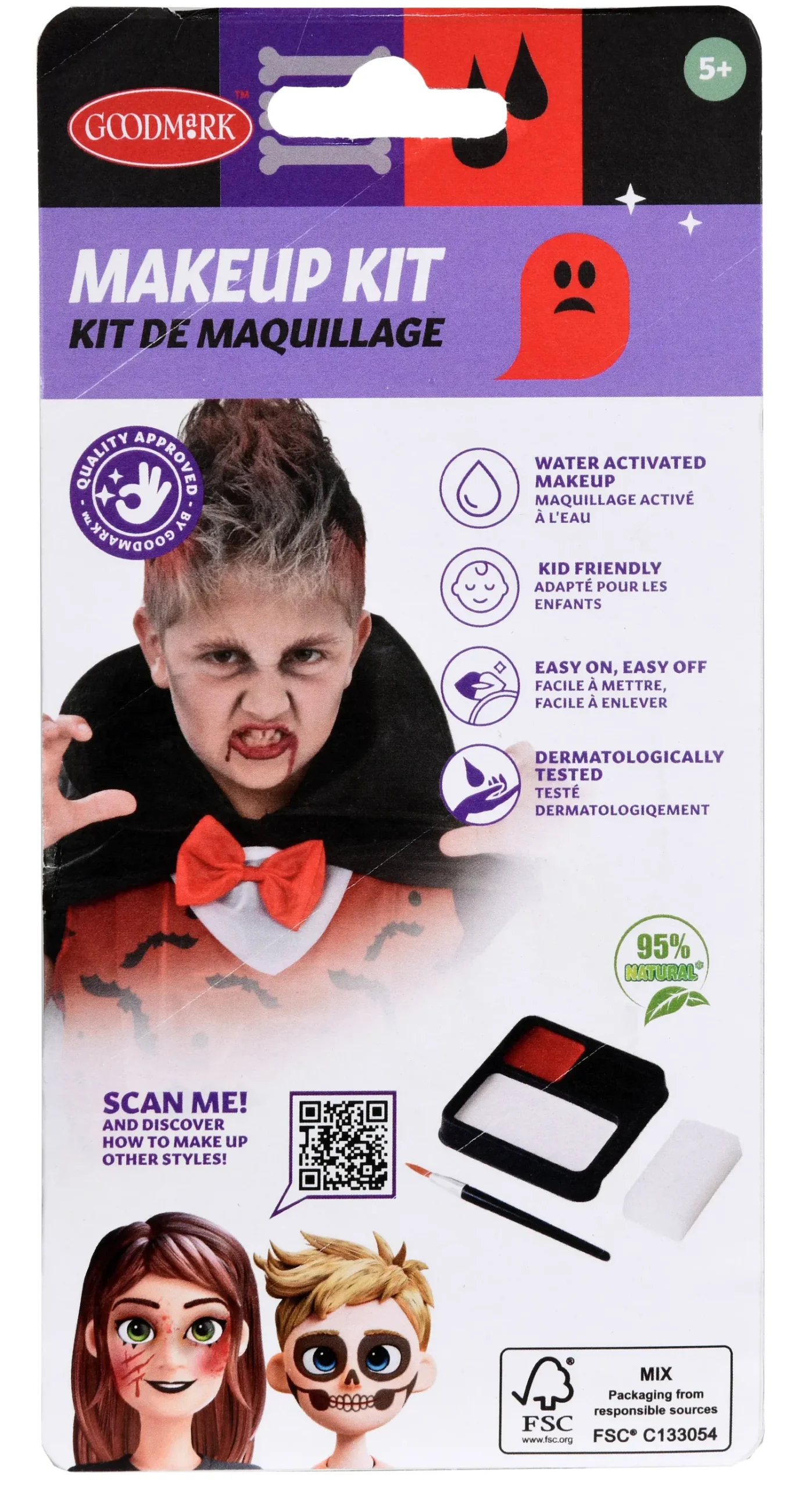Halloween|Maskeeraussetit>Goodmark Europe NV, Industrielaan 15, 8520 Kuurne, www.goodmarkgroup.com Kasvovärisetti Vampyyri