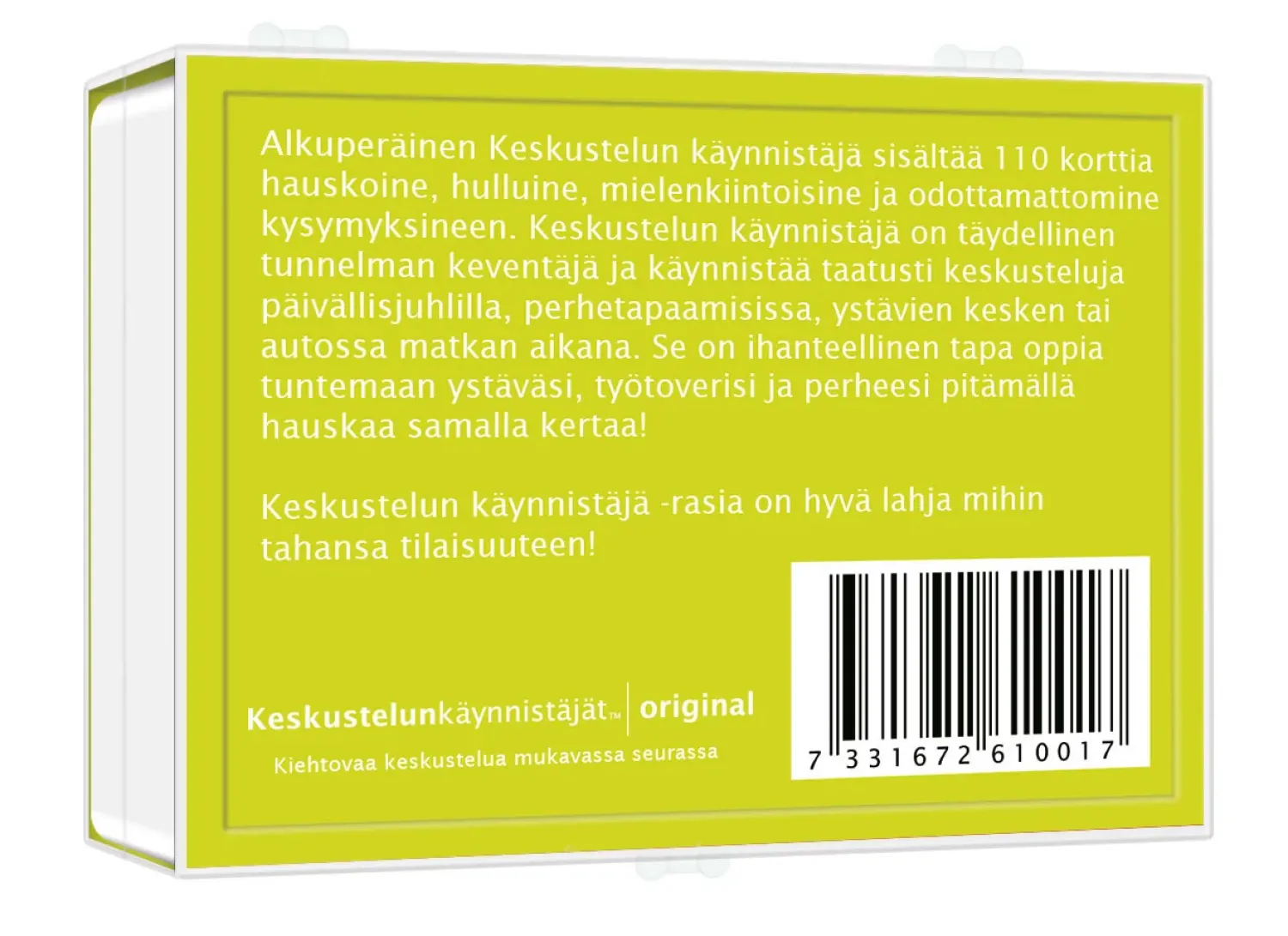 Muut Juhlatarvikkeet|Pelit Ja Leikit>Toyrock Oy, Lemminkäisenkatu 46, 20520 TURKU, www.toyrock.fi KESKUSTELUNKÄYNNISTÄJÄT - ORIGINAL