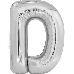 Kirjainfoliopallot>Riethmüeller Kirjainfolio D hopeanvärinen 86 cm