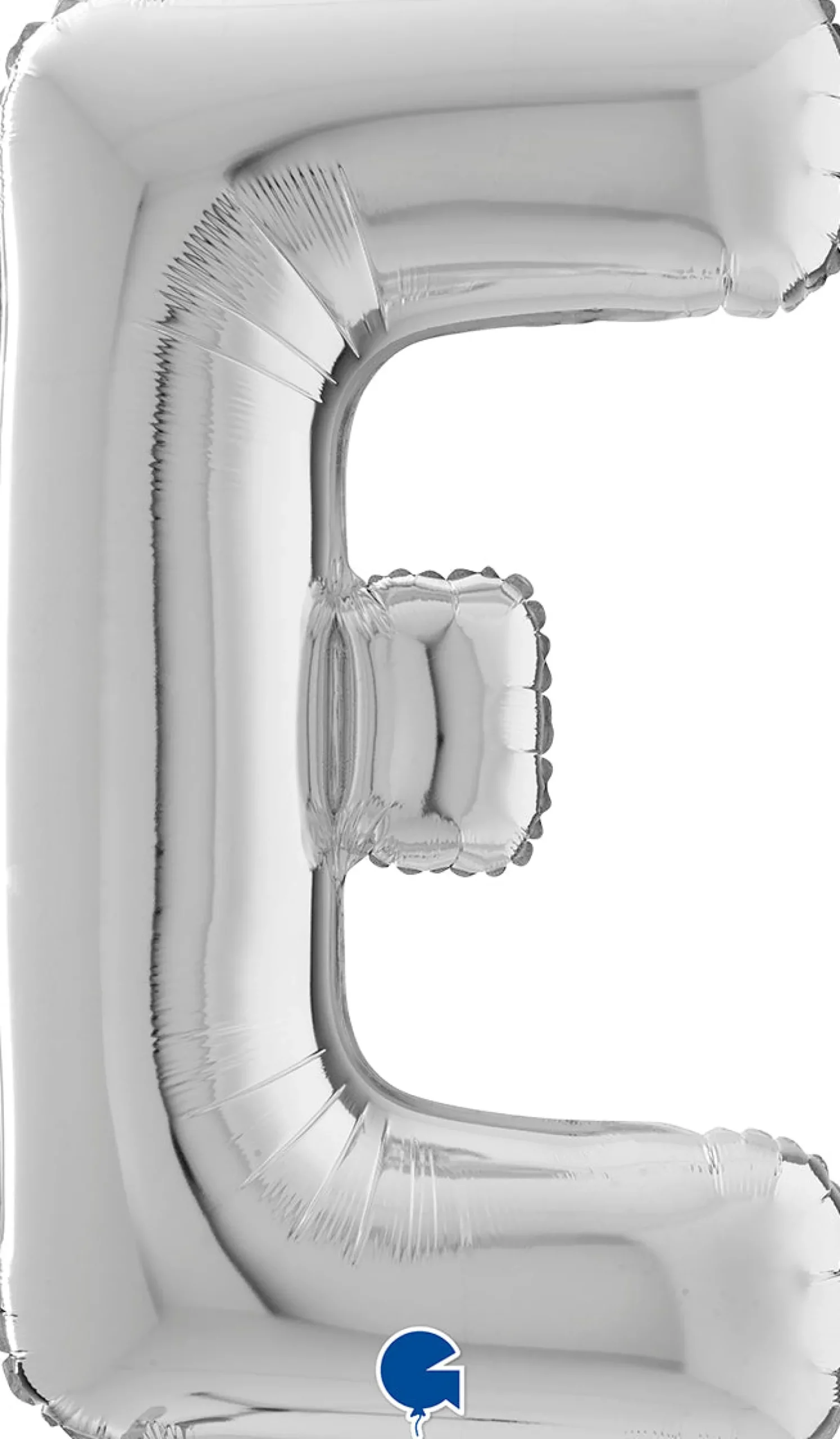 Kirjainfoliopallot>Grabo Intl Srl, Via del Lavoro 33, 47853 CORIANO, ITALY, www.graboballoons.com Kirjainfolio E hopeanvärinen 75 cm