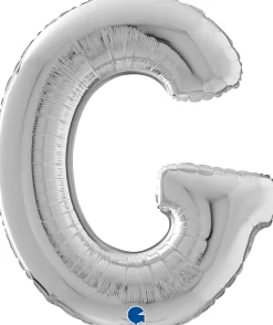 Vanhojentanssit|Kirjainfoliopallot>Grabo Intl Srl, Via del Lavoro 33, 47853 CORIANO, ITALY, www.graboballoons.com Kirjainfolio G hopeanvärinen 75 cm