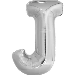 Kirjainfoliopallot>Riethmüeller Kirjainfolio J hopeanvärinen 86 cm