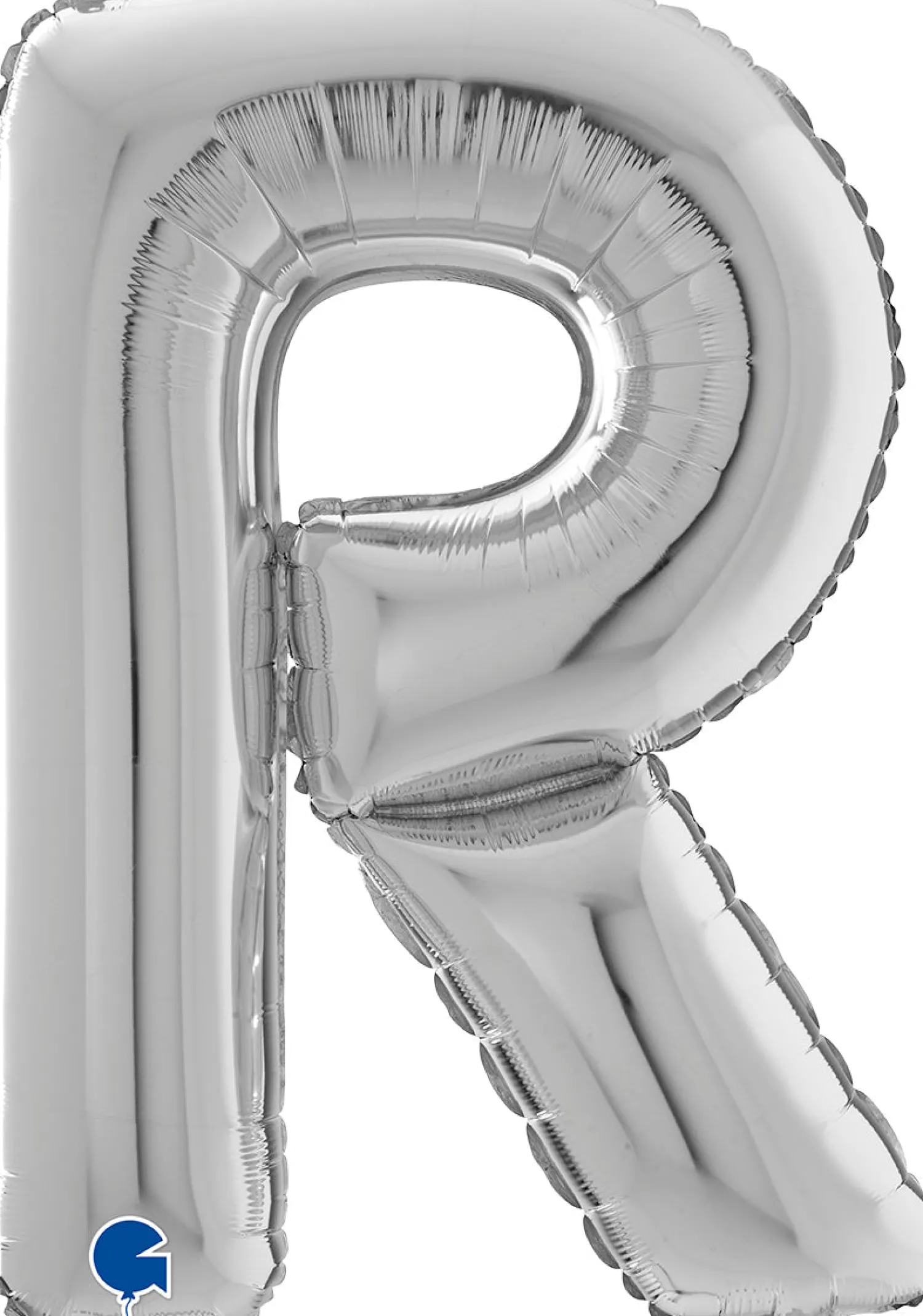 Kirjainfoliopallot>Grabo Intl Srl, Via del Lavoro 33, 47853 CORIANO, ITALY, www.graboballoons.com Kirjainfolio R hopeanvärinen 75 cm
