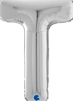 Vanhojentanssit|Kirjainfoliopallot>Grabo Intl Srl, Via del Lavoro 33, 47853 CORIANO, ITALY, www.graboballoons.com Kirjainfolio T hopeanvärinen 75 cm