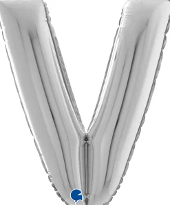 Vanhojentanssit|Kirjainfoliopallot>Grabo Intl Srl, Via del Lavoro 33, 47853 CORIANO, ITALY, www.graboballoons.com Kirjainfolio V hopeanvärinen 75 cm