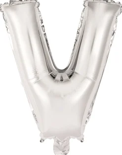 Kirjainfoliopallot|Erikoisilmapallot>Riethmüeller Kirjainfolio V hopeanvärinen puhallettava 34 cm