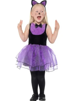 Pääsiäinen|Lasten Naamiaisasut>Smiffys II Ltd., New Lane, Leeds, LS11 5DZ United Kingdom, www.smiffys.com Kissa-asu pienille lapsille, musta ja violetti