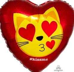 Pienet Foliopallot>Anagram International Inc, 7700 Anagram Drive, MN 55344-7307, USA, http://www.anagramballoons.com/ Kiss me kissa-emoji foliopallo