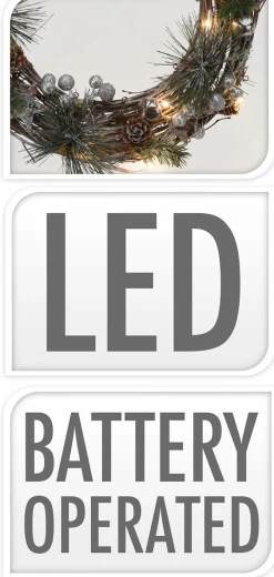 Joulu|Muut Ripustettavat Koristeet>Koopman International B.V., Distelweg 88, 1031 HH AMSTERDAM, www.koopmanint.com Kranssi hopeanvärinen LED-valoilla 33cm