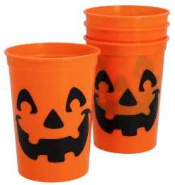 Halloween|Lasit Ja Mukit>Boland Party Partners, P. O. Box 518, AK ALPHEN A/D RIJN, https://boland.eu Kurpitsamuki muovia, 4 kpl/pkt