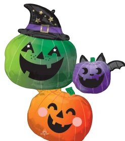 Muotofoliopallot|Halloween>Anagram International Inc, 7700 Anagram Drive, MN 55344-7307, USA, http://www.anagramballoons.com/ Kurpitsat ja lepakko muotofoliopallo