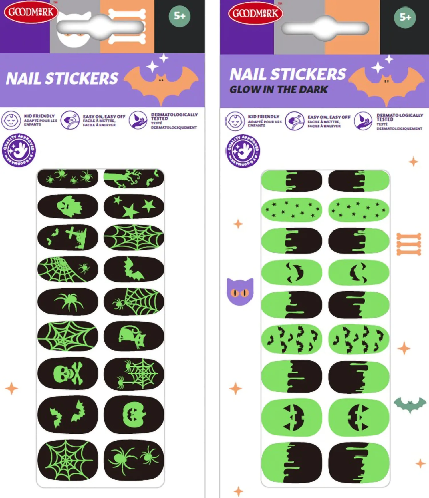 Halloween|Hampaat, Kynnet Ja Huulipunat>Goodmark Europe NV, Industrielaan 15, 8520 Kuurne, www.goodmarkgroup.com Kynsitarrat GID Halloween, lajitelma 2 erilaista