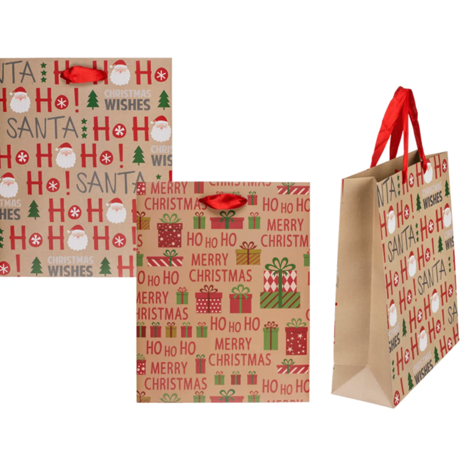Joulu>Juhlamaailma Lahjakassi Ho Ho Ho 18 x 10 x 23 cm, lajitelma 2 erilaista
