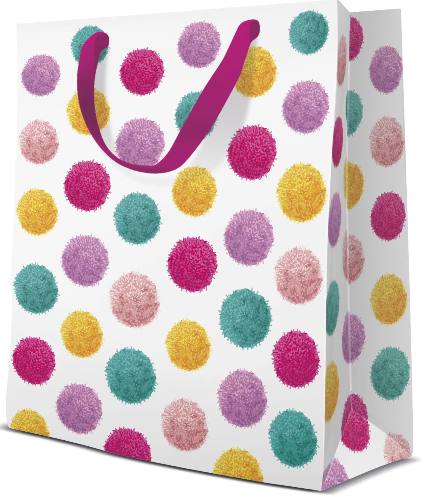 Lahjapaketointi|Muut Juhlatarvikkeet>PAW Sp. z o.o., Nektarowa 9, 62-002 Suchy Las, www.paw.pl Lahjakassi pompom M M 25 x 20 x 10 cm 1 kpl/pkt