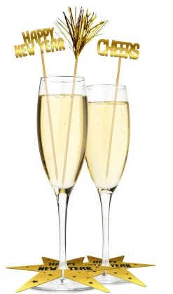 Juomatarvikkeet|Uusi Vuosi>Folat B.V. Lasinkoristelusetti Happy New Year 12 kpl/pkt