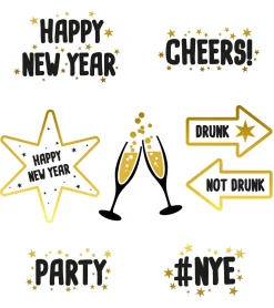 Juomatarvikkeet|Uusi Vuosi>Folat B.V. Lasinmerkitsijät Happy New Year 8 kpl/pkt