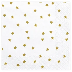 Häät|Häät>PartyDeco sp. z o.o. sp. k., ul. Kolumba 1, 70-035 Szczecin, www.partydeco.com Lautasliina kultaiset tähdet 33 x 33 cm 20 kpl/pkt