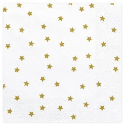 Joulu|Lautasliinat>PartyDeco sp. z o.o. sp. k., ul. Kolumba 1, 70-035 Szczecin, www.partydeco.com Lautasliina kultaiset tähdet 33 x 33 cm 20 kpl/pkt