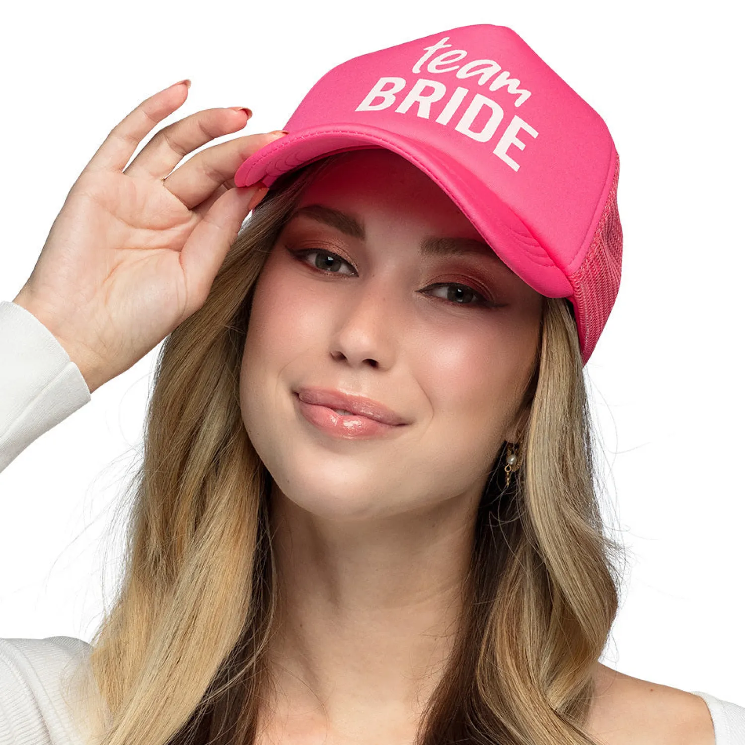 Häät|Häät>Boland Party Partners, P. O. Box 518, AK ALPHEN A/D RIJN, https://boland.eu Lippalakki team bride pinkki