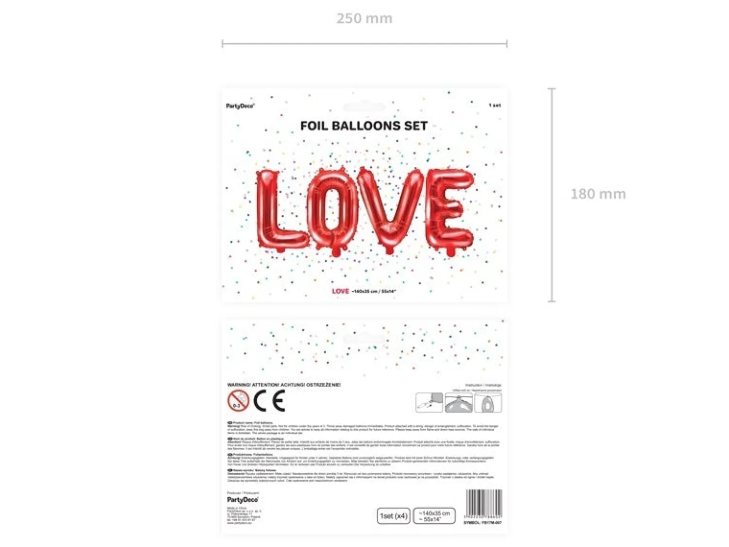 Ystävänpäivä|Erikoisilmapallot>PartyDeco sp. z o.o. sp. k., ul. Kolumba 1, 70-035 Szczecin, www.partydeco.com Love kirjaimet punainen ilmatäytteinen foliopallo 140 x 35 cm