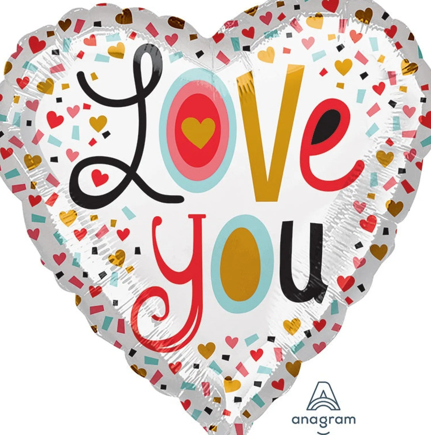 Pienet Foliopallot|Ystävänpäivä>Anagram International Inc, 7700 Anagram Drive, MN 55344-7307, USA, http://www.anagramballoons.com/ Love you confetti foliopallo