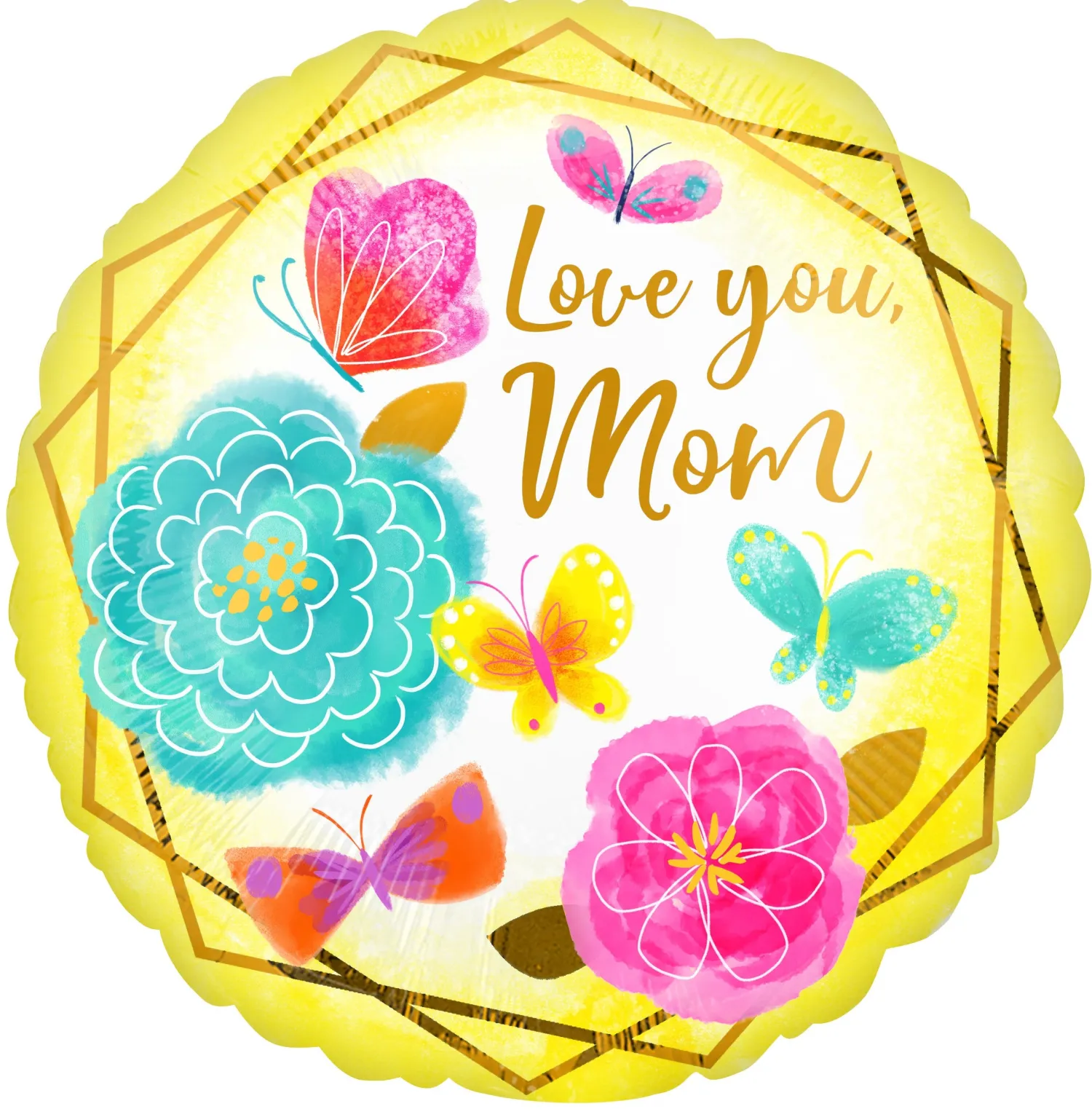 Pienet Foliopallot>Anagram International Inc, 7700 Anagram Drive, MN 55344-7307, USA, http://www.anagramballoons.com/ Love you Mom kukat foliopallo