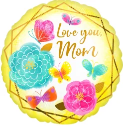 Äitienpäivä|Äitienpäivä>Anagram International Inc, 7700 Anagram Drive, MN 55344-7307, USA, http://www.anagramballoons.com/ Love you Mom kukat foliopallo