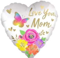 Äitienpäivä|Äitienpäivä>Anagram International Inc, 7700 Anagram Drive, MN 55344-7307, USA, http://www.anagramballoons.com/ Love you Mom sydän satiini foliopallo