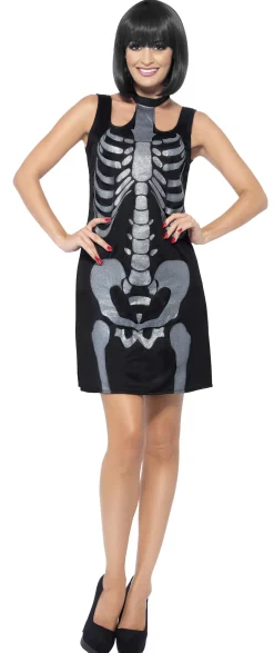 Halloween|Aikuisten Naamiaisasut>Smiffys II Ltd., New Lane, Leeds, LS11 5DZ United Kingdom, www.smiffys.com Luuranko mekko muta, aikuiten naamiaiau