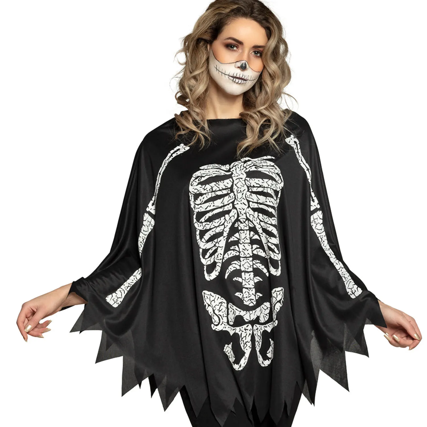Muut Asusteet|Halloween>Boland Party Partners, P. O. Box 518, AK ALPHEN A/D RIJN, https://boland.eu Luuranko poncho aikuisten yhdenkoon
