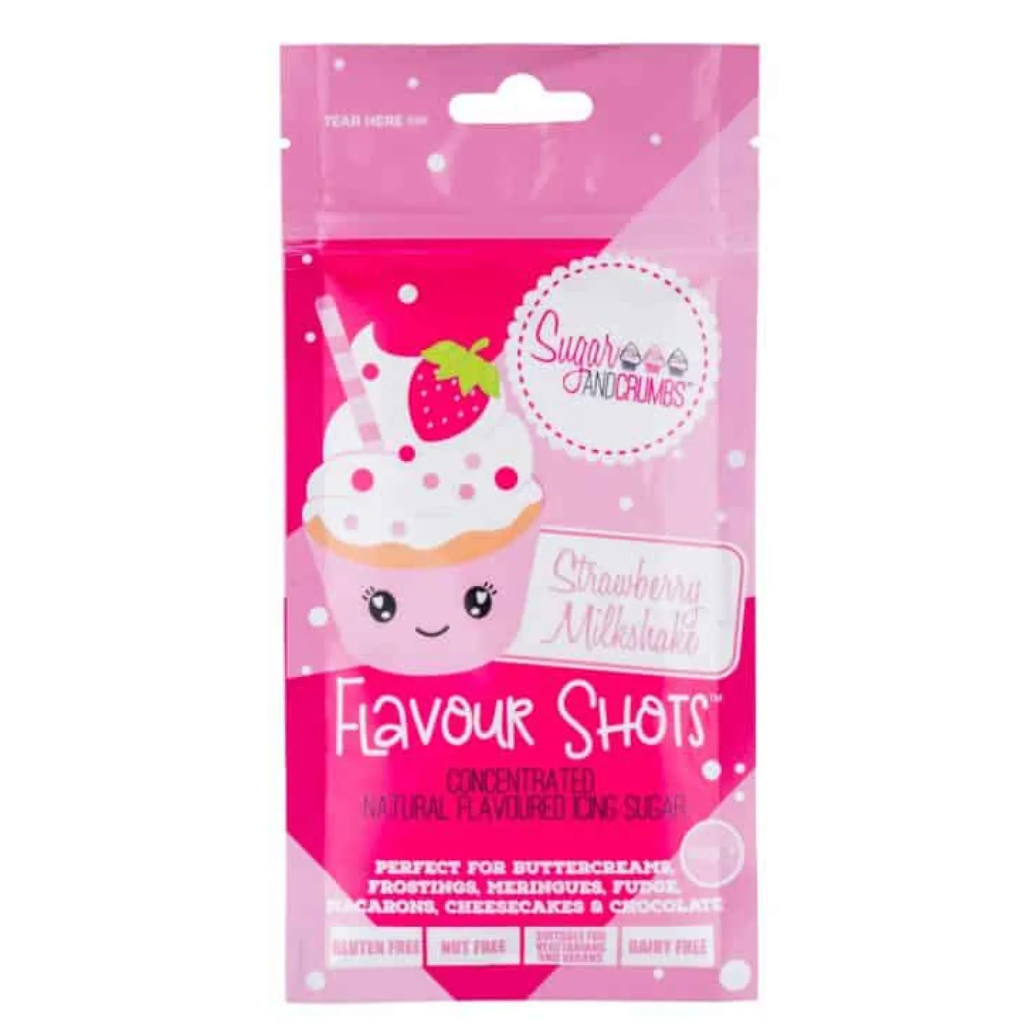 Muut Juhlatarvikkeet|Makuaineet>Confetti Oy, Moukarikuja 4 C 1, 4300 TUUSULA, www.confetti.fi Makutomusokeritiiviste, Strawberry Milkshake 50 g