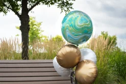 Erikoisfoliopallot>Anagram International Inc, 7700 Anagram Drive, MN 55344-7307, USA, http://www.anagramballoons.com/ Marmori pallokas sinivihreä 3D muotofoliopallo