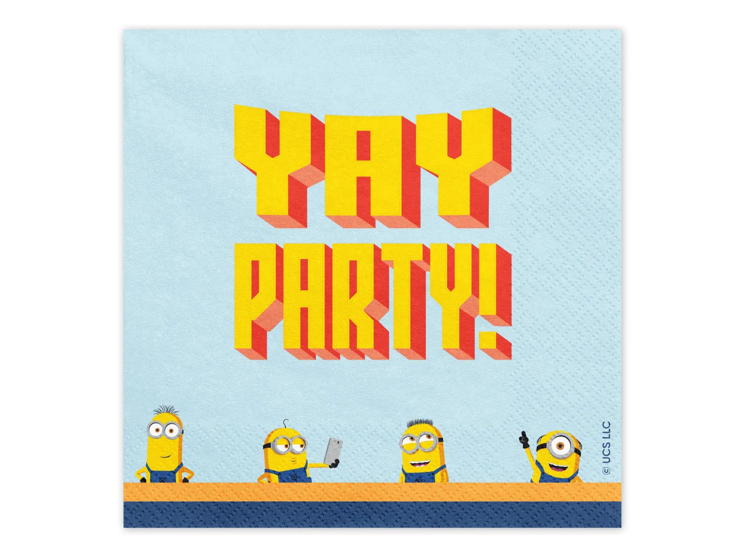 Lautasliinat>PartyDeco sp. z o.o. sp. k., ul. Kolumba 1, 70-035 Szczecin, www.partydeco.com Minion suuri lautasliina 33 x 33 cm 20 kpl/pkt