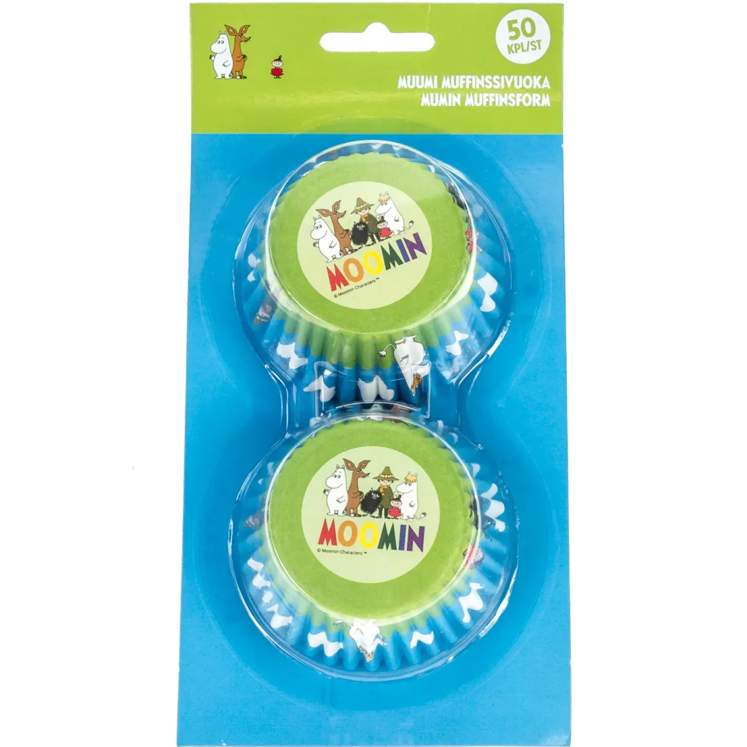 Muumit|Muffinssivuoat Ja Kakkupaperit>Ilmapallokeskus Balloon Center Oy Part of Toyrock Group, Tiilipojanlenkki 9, 01720 VANTAA, www.ilmapallokeskus.fi Muumi muffinssivuoka 50 kpl/pkt
