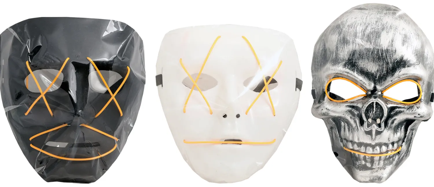 Naamarit Ja Silmikot|Halloween>Goodmark Europe NV, Industrielaan 15, 8520 Kuurne, www.goodmarkgroup.com Naamari halloween neon lajitelmatuote, 3 erilaista