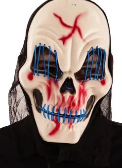 Kauhu / Day Of The Dead|Naamarit Ja Silmikot>CARNIVAL TOYS SRL, VIA GOLDONI 1, 48026 GODO DI RUSSI, RA, www.carnivaltoys.it Naamari pääkallo led-valoilla
