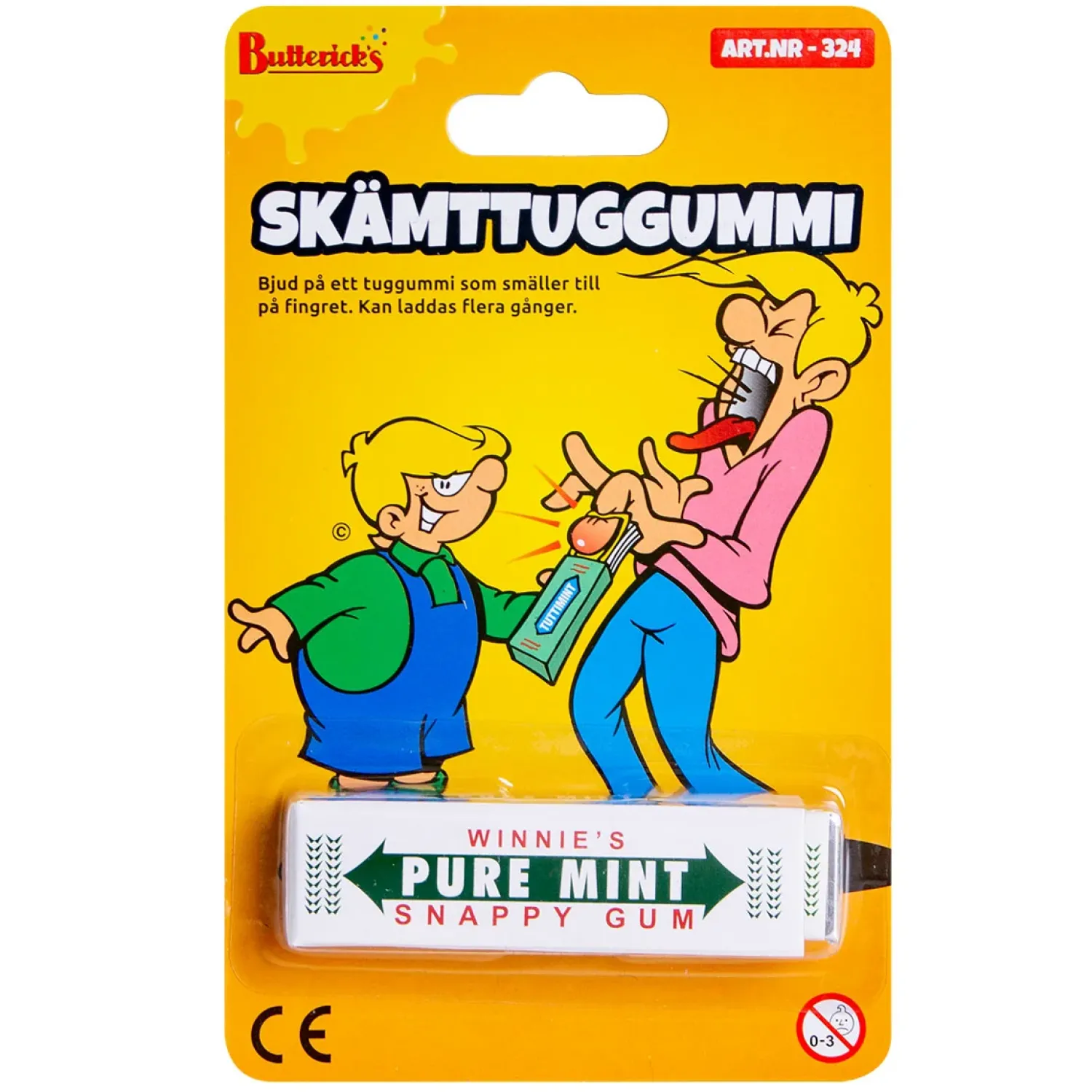 Pilailutuotteet|Muut Juhlatarvikkeet>Butterick's Leco AB, Sune Sågares Väg 4, 31038 SIMLÅNGSDALEN, www.buttericks.se Näpsypurkka