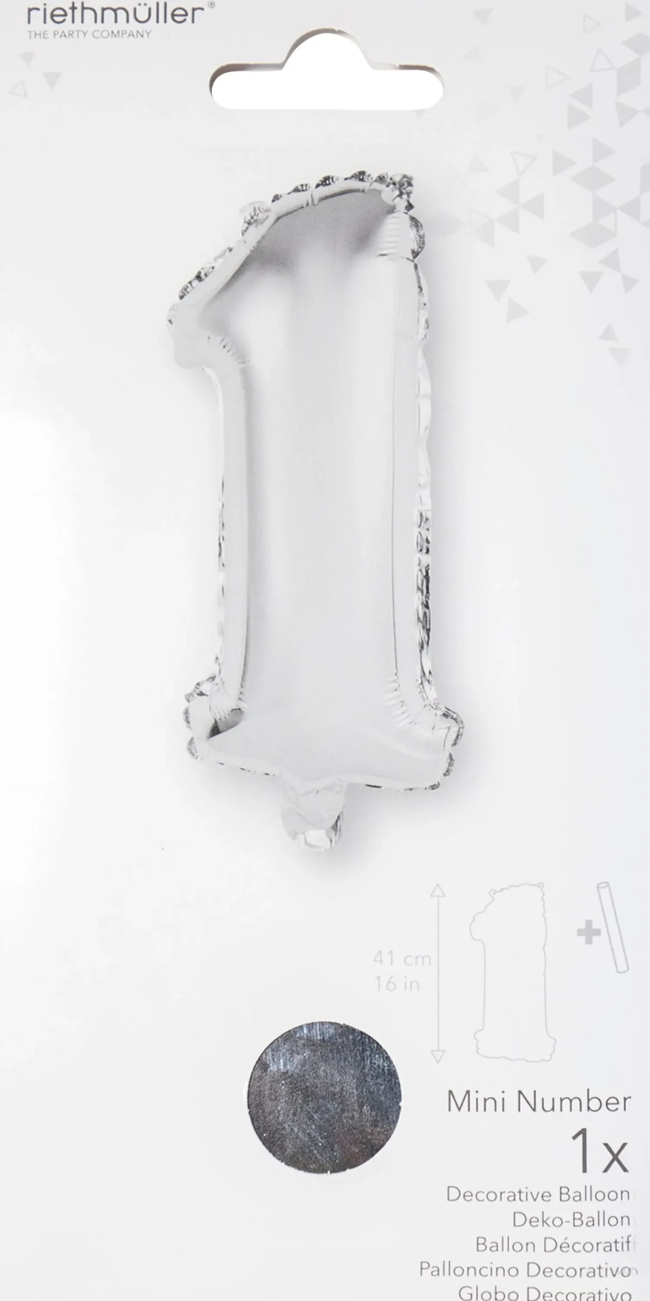 Numerofoliopallot>Riethmüeller Numerofolio 1 hopeanvärinen puhallettava 35 cm